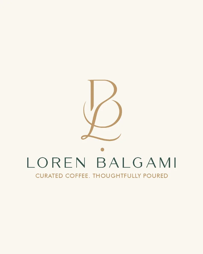 Loren Balgami coffee monogram with curated coffee tagline