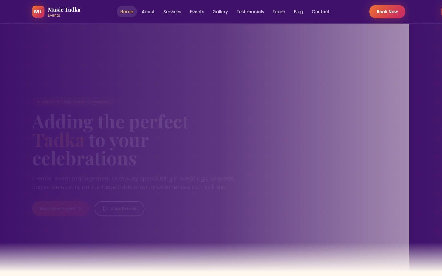 Events website template preview — Music Tadka Events by Socialtrafic