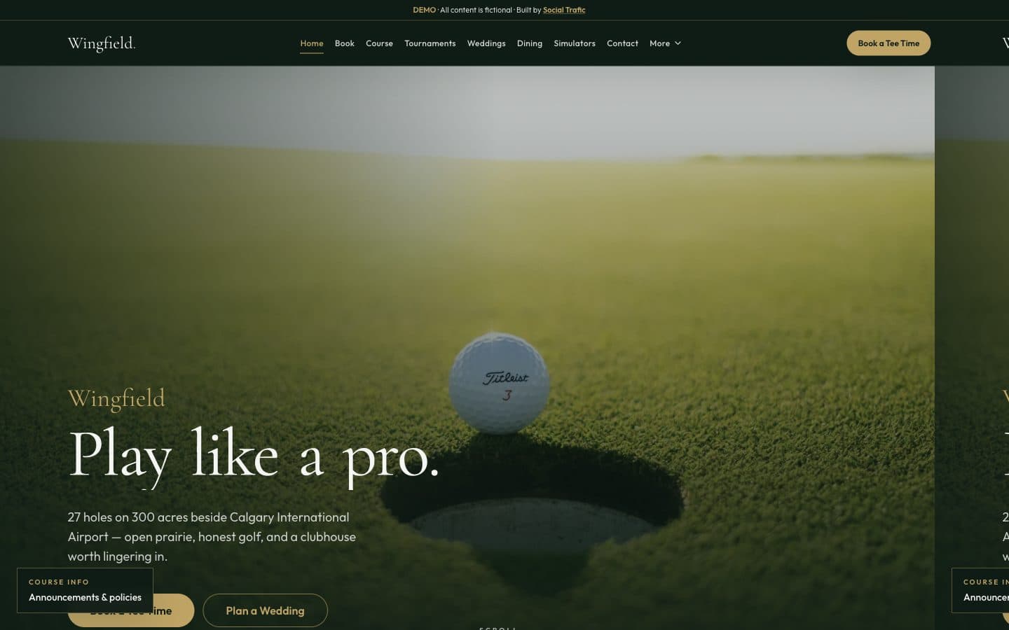 Golf club website template preview — Wingfield Golf Club by Socialtrafic