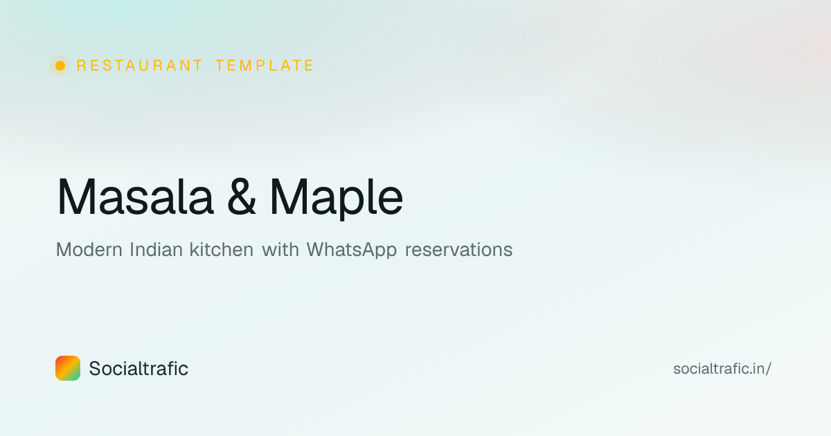 Restaurant website template preview — Masala & Maple by Socialtrafic